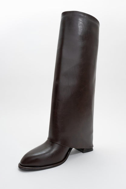Maybe Brown Chunky Heel Boot (Women)