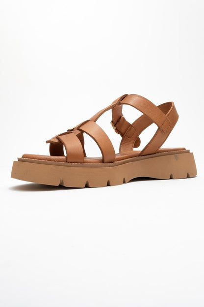 Melvin Cognac Brown Leather Sandal (Women)