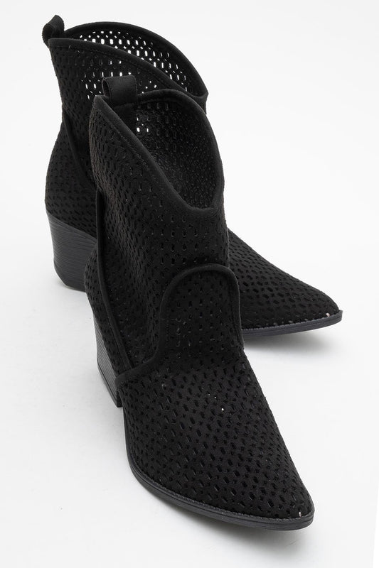 Pera Black Block Heel Boot (Women)