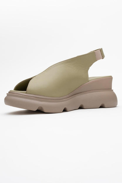 Sam Green Leather Platform Slide (Women)