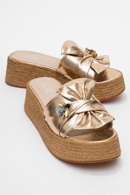 Shara Gold Bow & Bee Buckle Platform Sandal (Women)