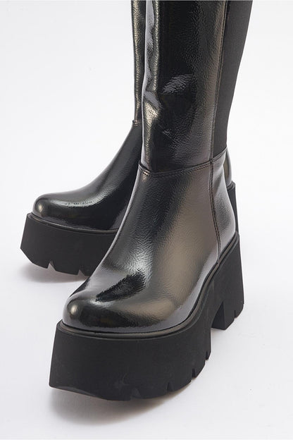 Solo Black Patent Platform Boot (Women)