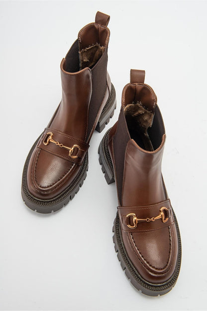 Vesper Cognac Brown Buckled Chelsea Boot (Women)