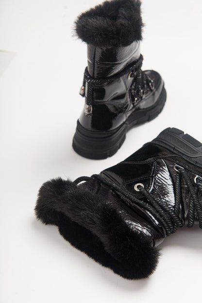 Rosie Black Fur-Lined Winter Boot (Women)