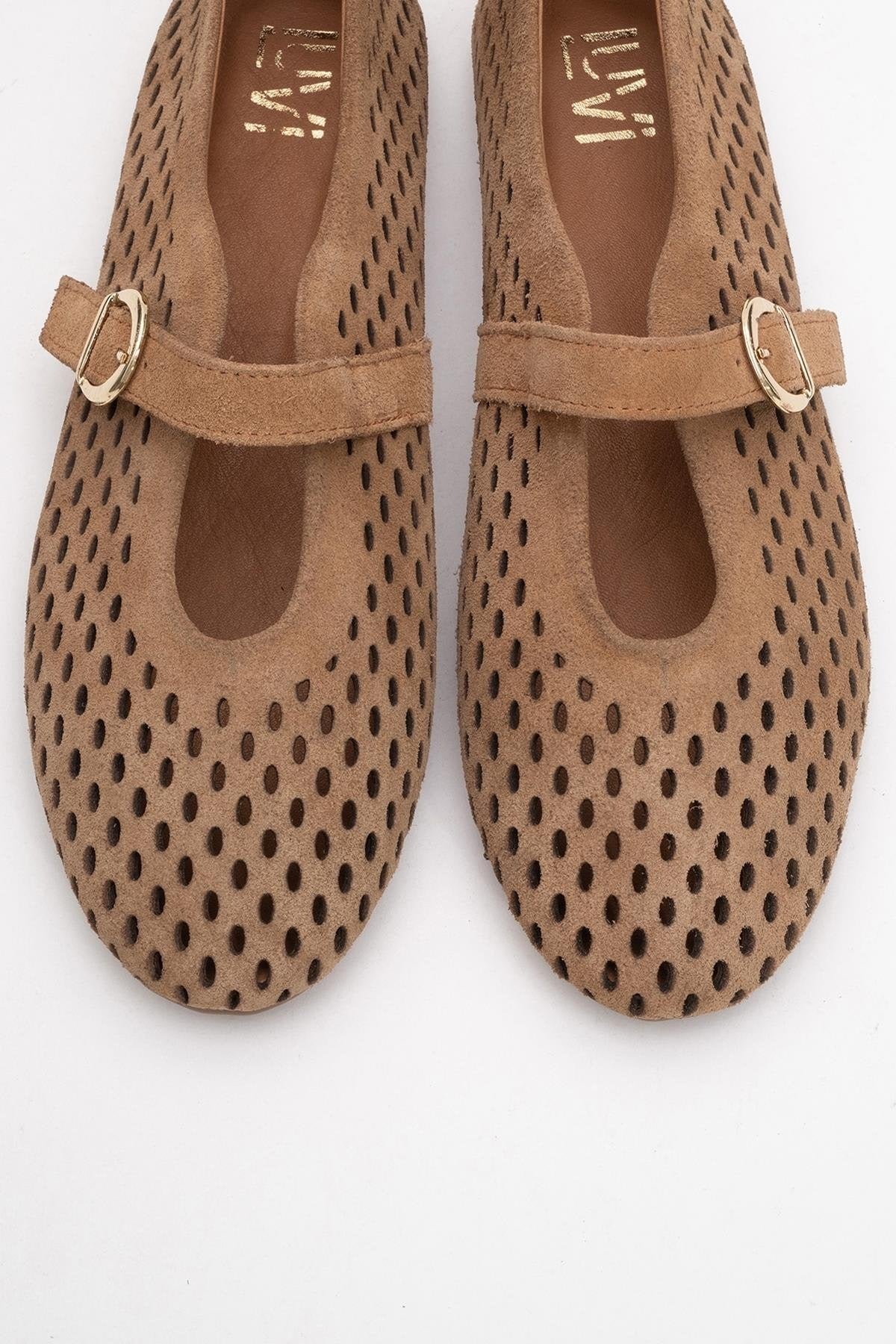 Arian Cognac Brown Suede Leather Ballet Flat (Women)