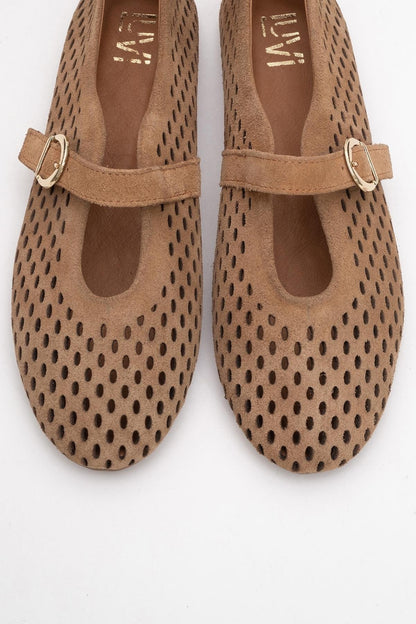 Arian Cognac Brown Suede Leather Ballet Flat (Women)