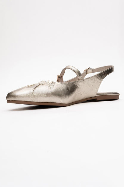 BRITNEY Gold Leather Closed-Toe Sandal (Women)