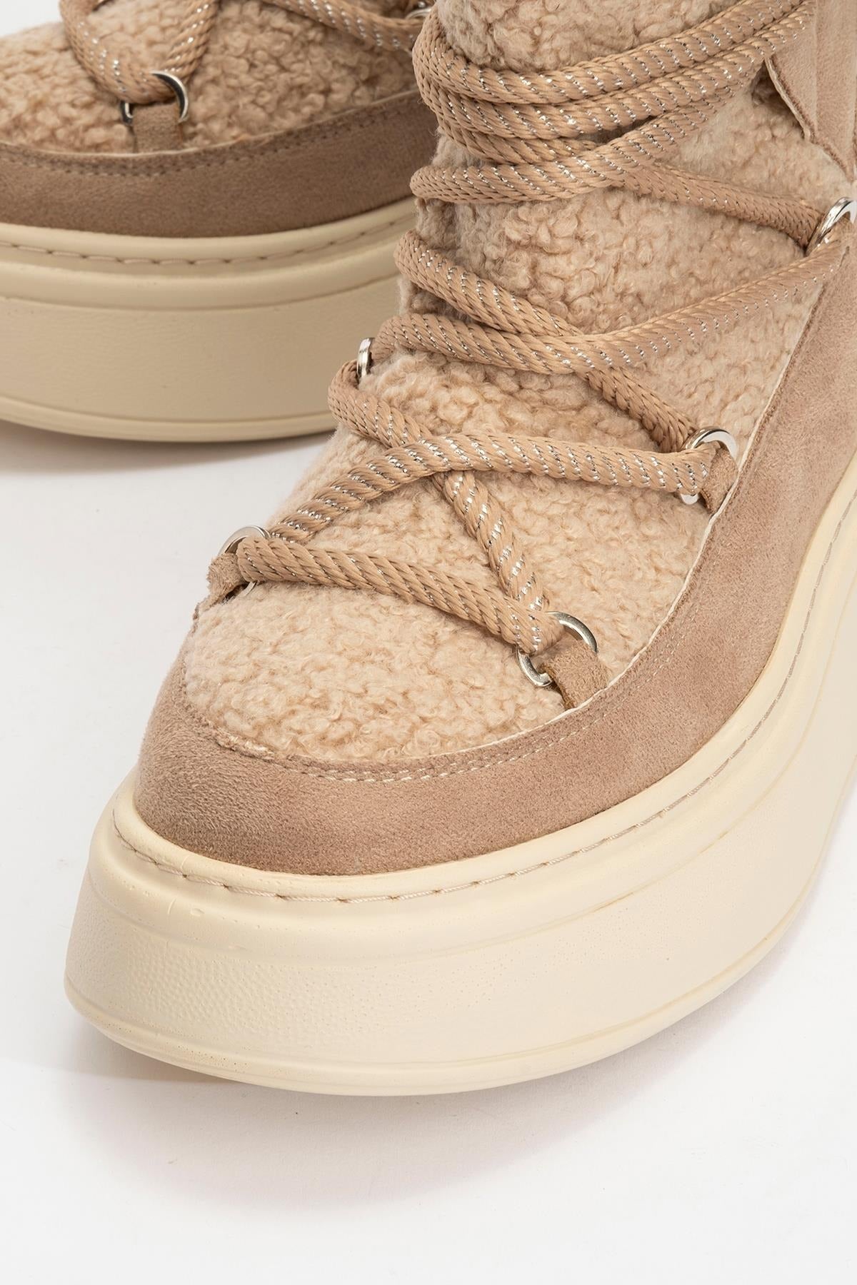 Dila Dark Beige Fur-Lined Winter Boot (Women)