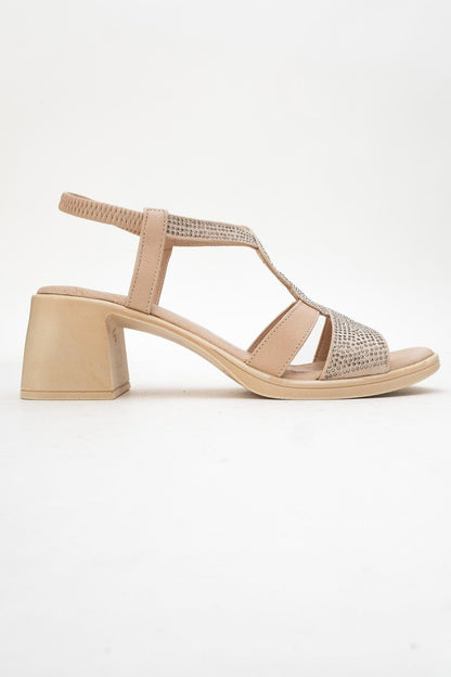 Dolen Beige Leather Chunky Sandal (Women)