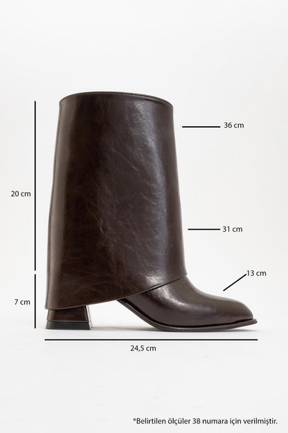 Ellas Brown Chunky Heel Boot (Women)