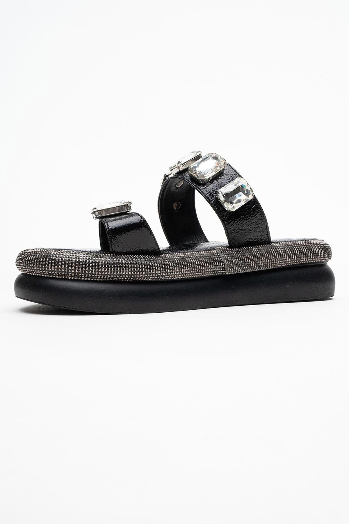 Evans Black Jeweled Platform Sandal (Women)