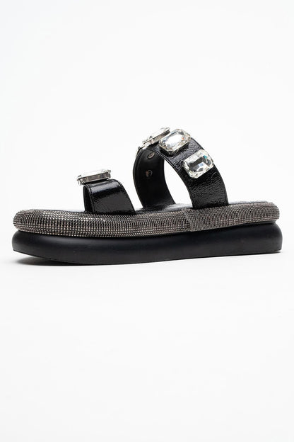 Evans Black Jeweled Platform Sandal (Women)