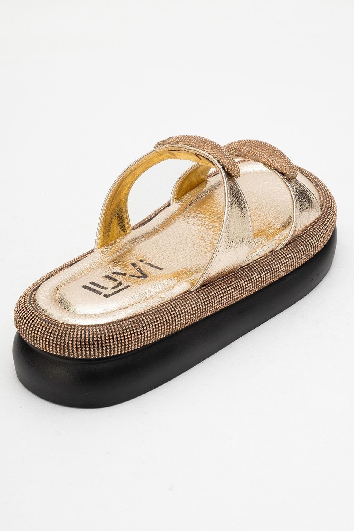 Finery Gold Embellished Platform Slide (Women)