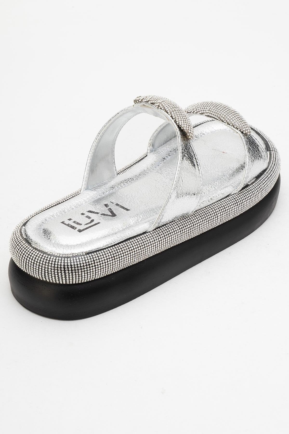 Finery Silver Embellished Platform Slide (Women)