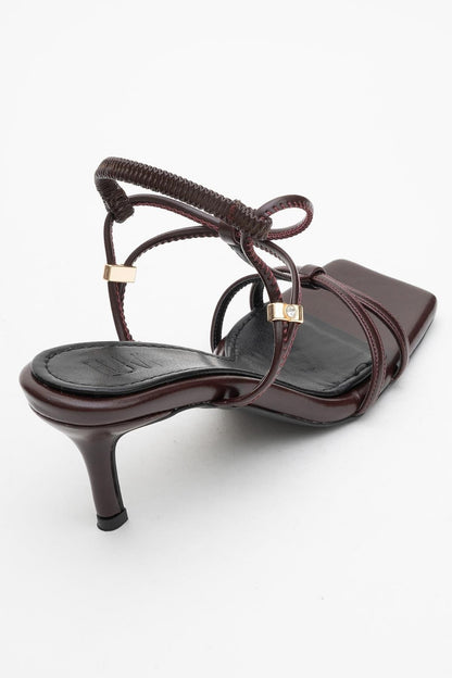 Gibson Burgundy Square‑Toe Stiletto Sandal (Women)
