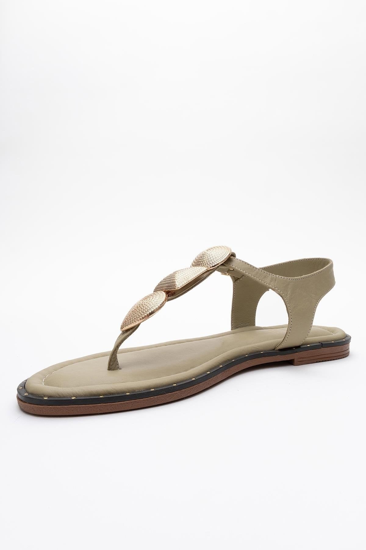 Giulia - Green Leather Flat Sandal (Women)