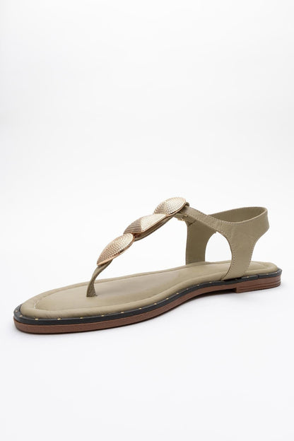 Giulia - Green Leather Flat Sandal (Women)