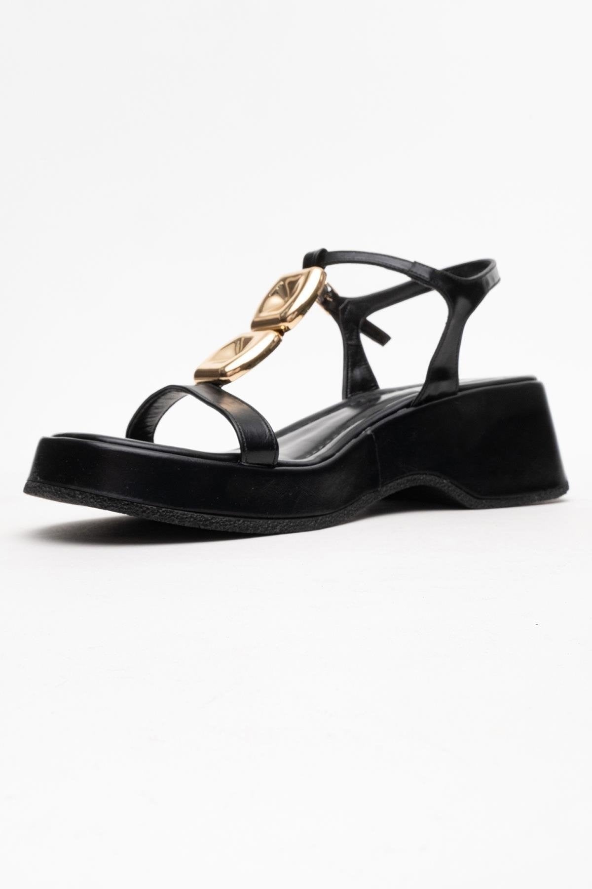 Kerry Black Buckle Platform Slingback (Women)