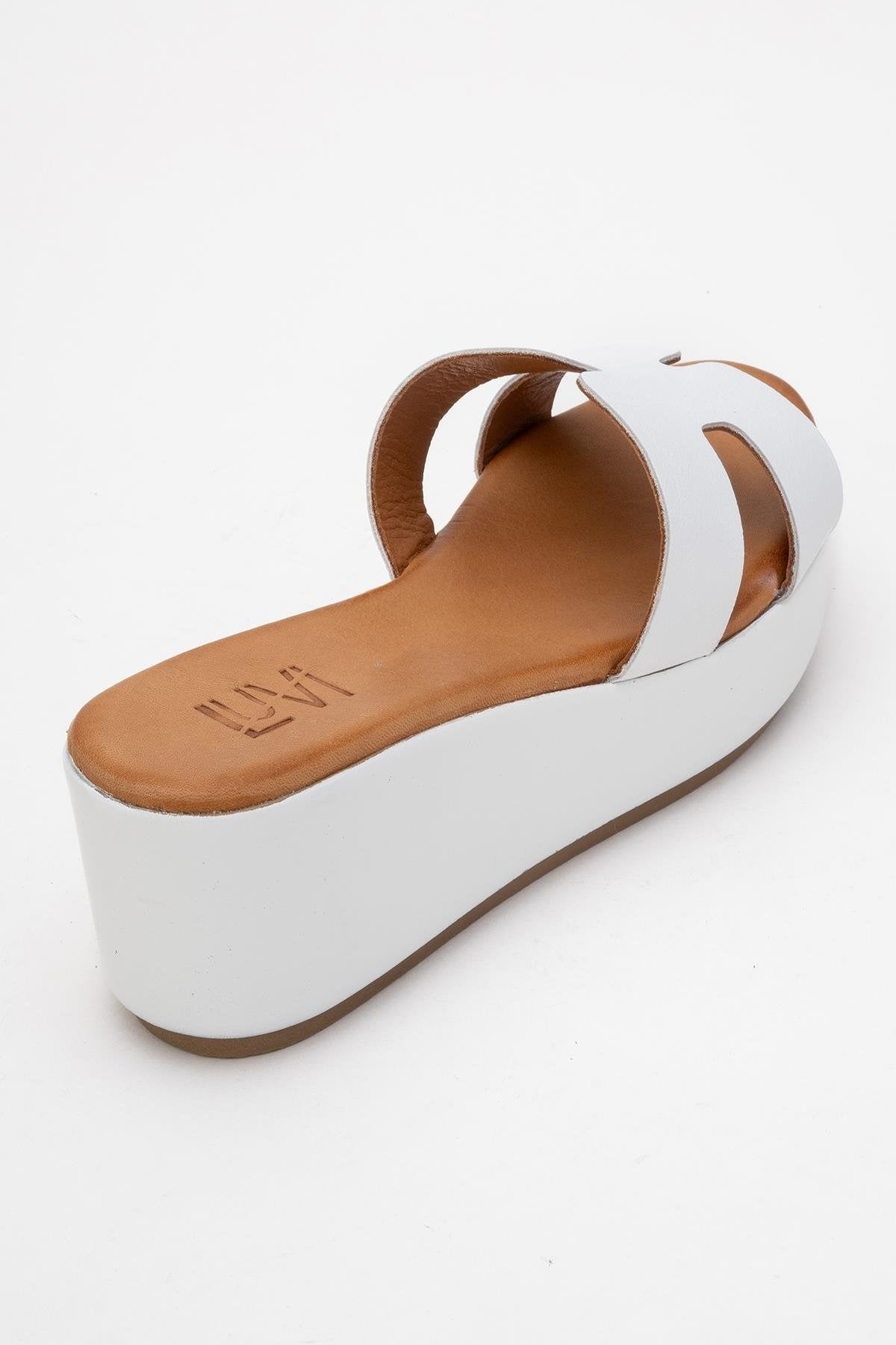 Lia White Leather Platform Slide (Women)