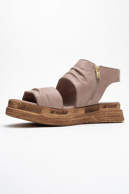 Lunas Stone Leather Side‑Zip Flat Heel Sandal (Women)