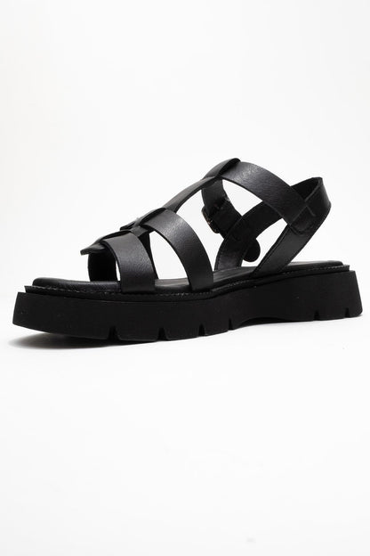 Melvin Black Leather Sandal (Women)
