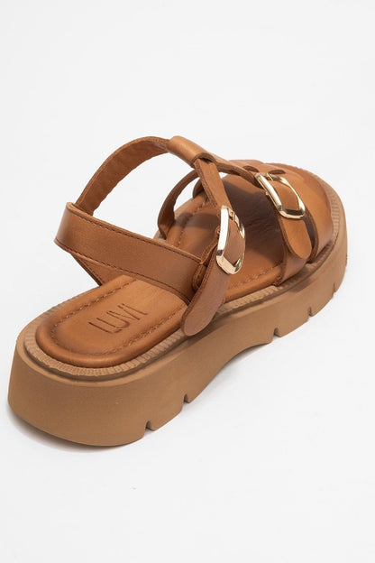 Melvin Cognac Brown Leather Sandal (Women)