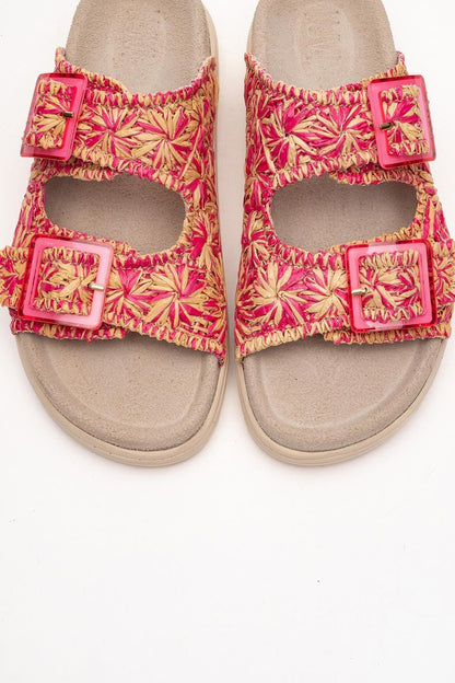 Milana Pink Leather Double‑Strap Slide (Women)