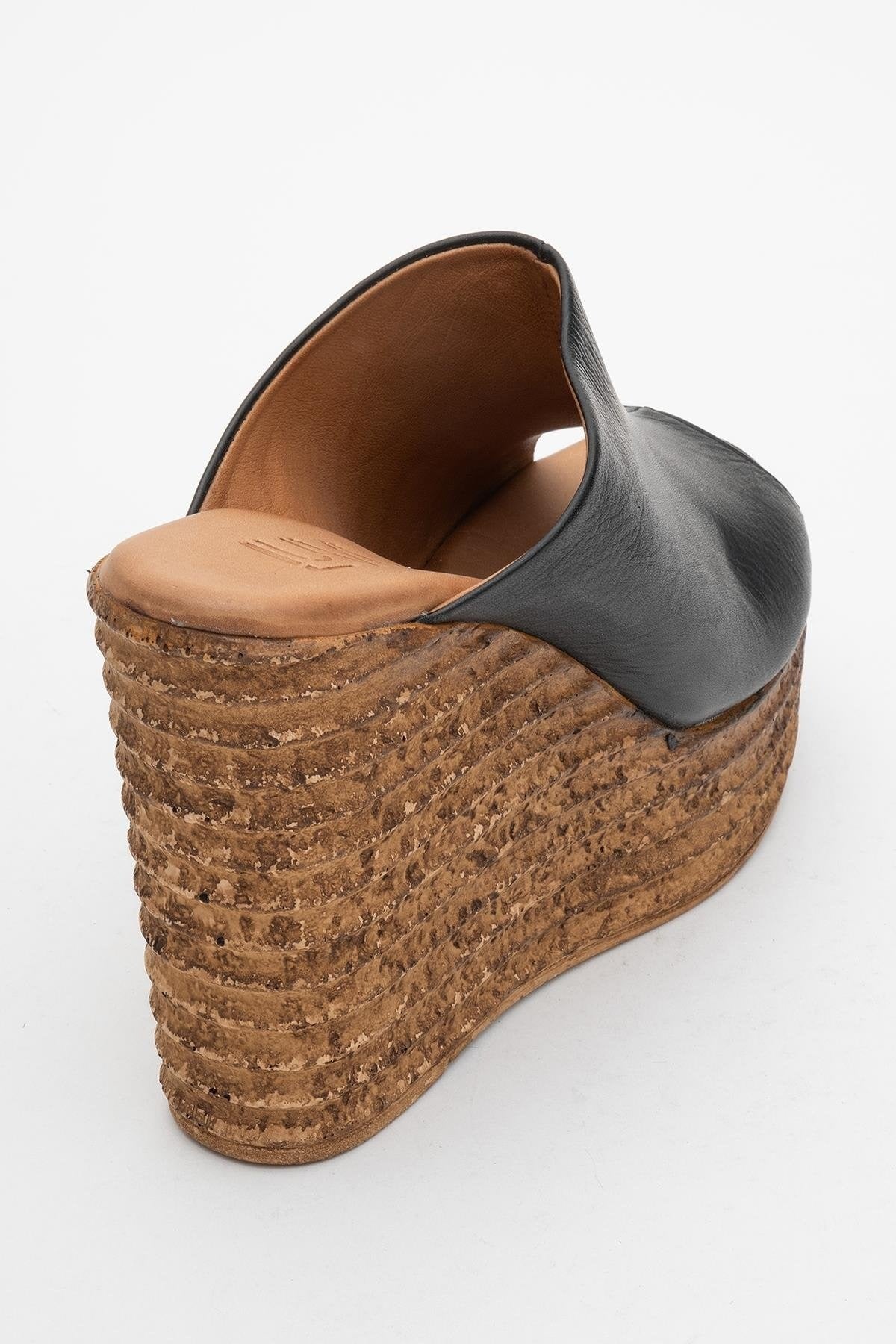 Nelly Black Leather Platform Slide (Women)