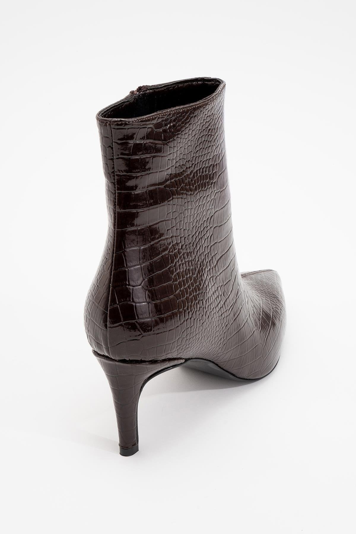 Noya Brown Pattern Stiletto Boot (Women)