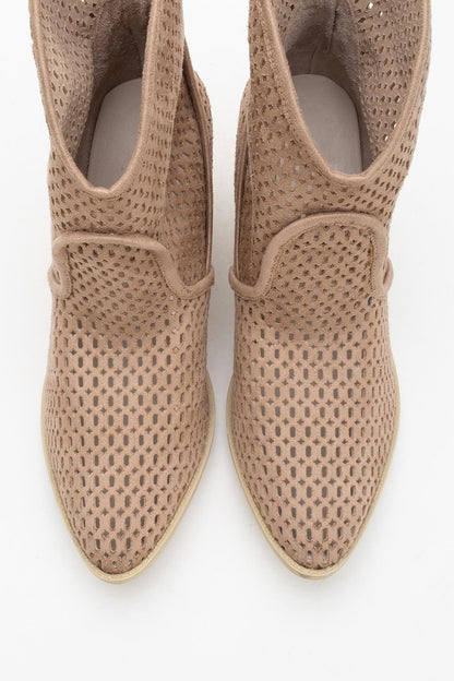 Pera Dark Beige Block Heel Boot (Women)