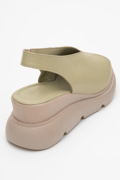 Sam Green Leather Platform Slide (Women)