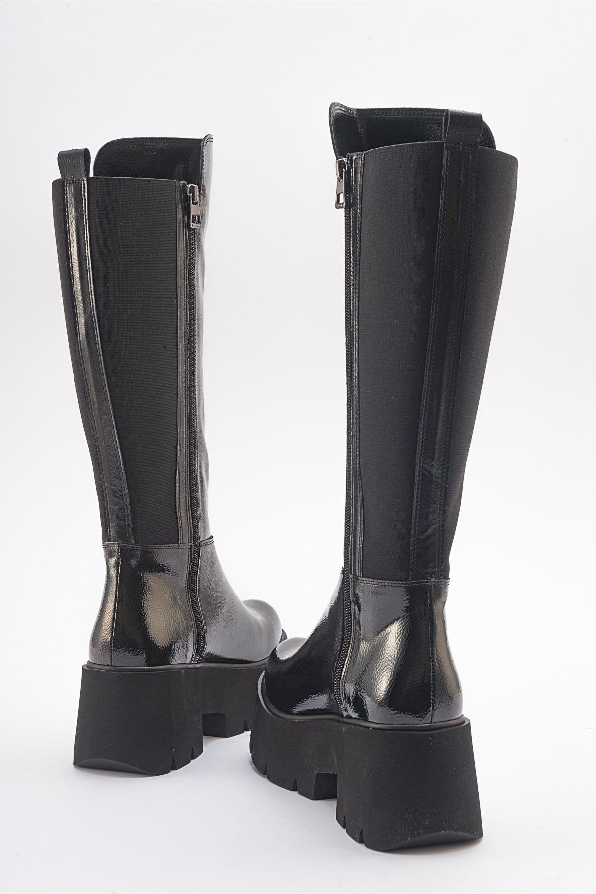 Solo Black Patent Platform Boot (Women)