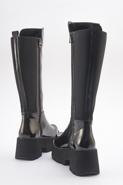 Solo Black Patent Platform Boot (Women)