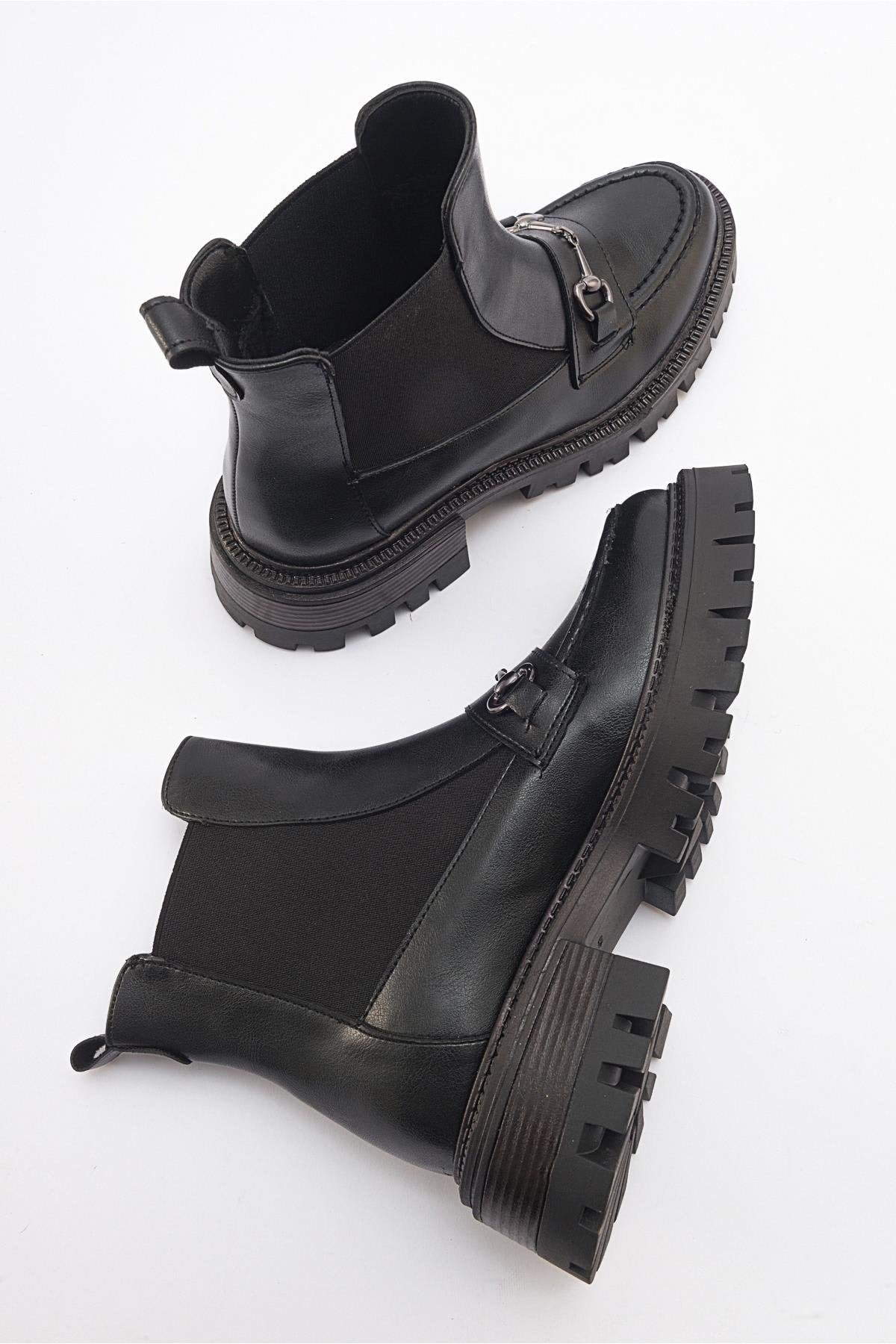 Vesper Black Buckled Chelsea Boot (Women)