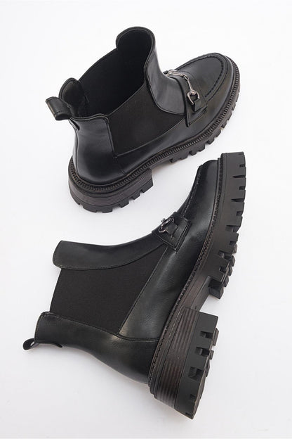 Vesper Black Buckled Chelsea Boot (Women)