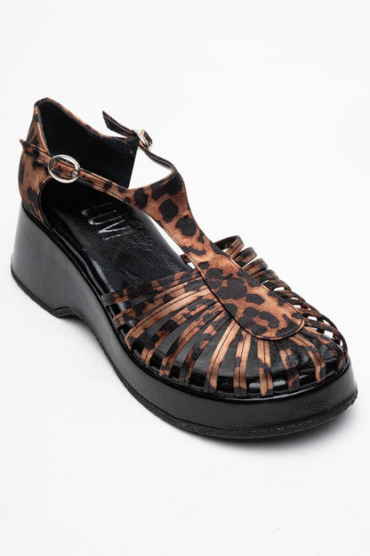 Aniel Leopard Platform Wedge Sandal (Women)