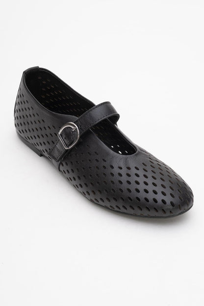 Arian Black Suede Leather Ballet Flat (Women)