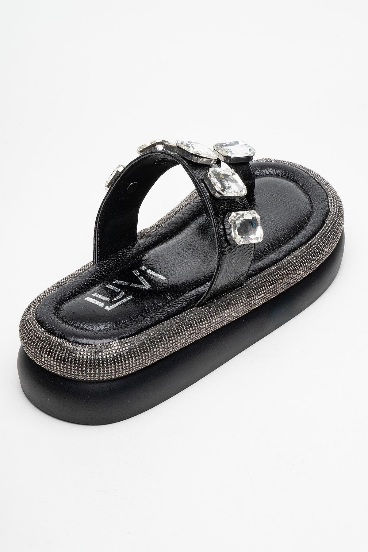 Evans Black Jeweled Platform Sandal (Women)