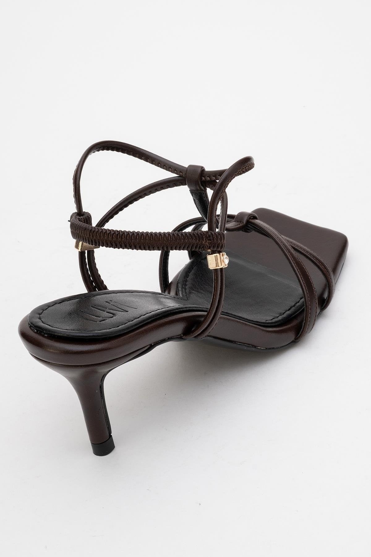 Gibson Brown Square‑Toe Stiletto Sandal (Women)