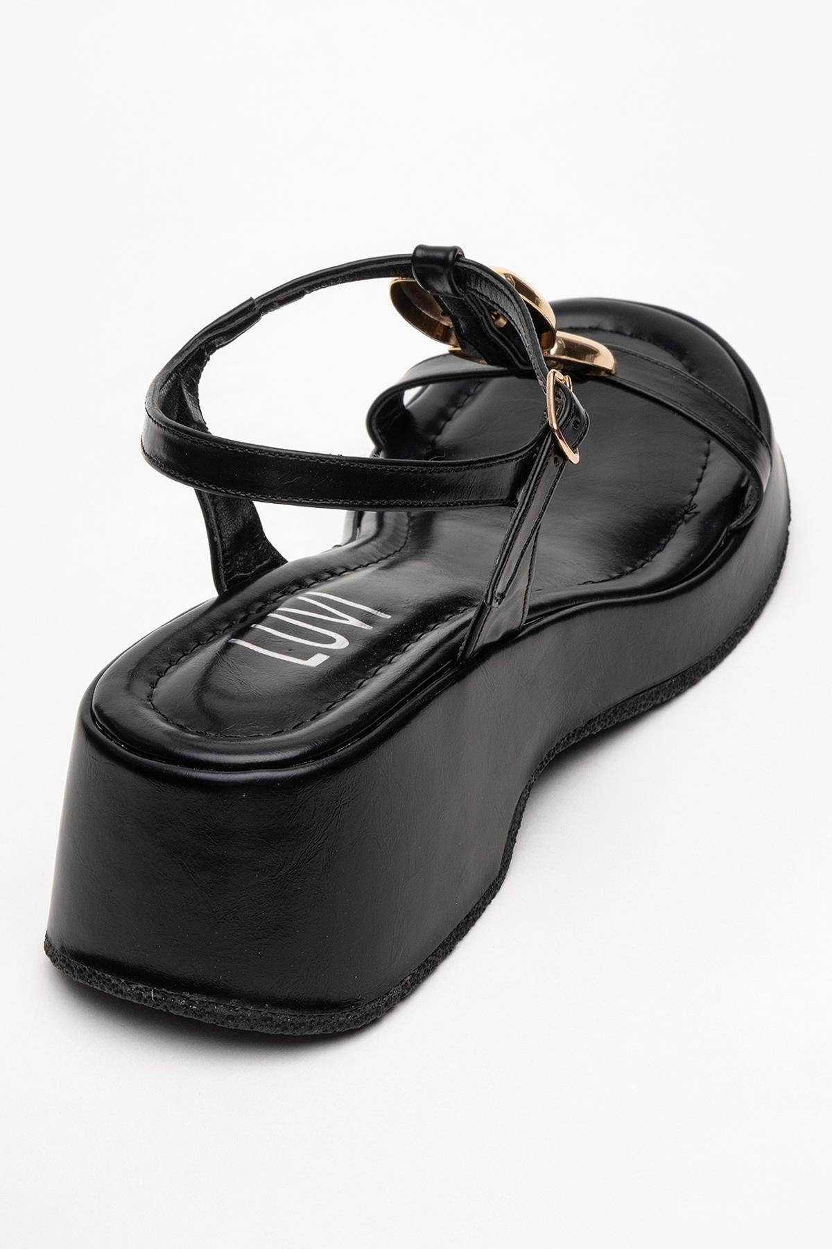 Kerry Black Buckle Platform Slingback (Women)