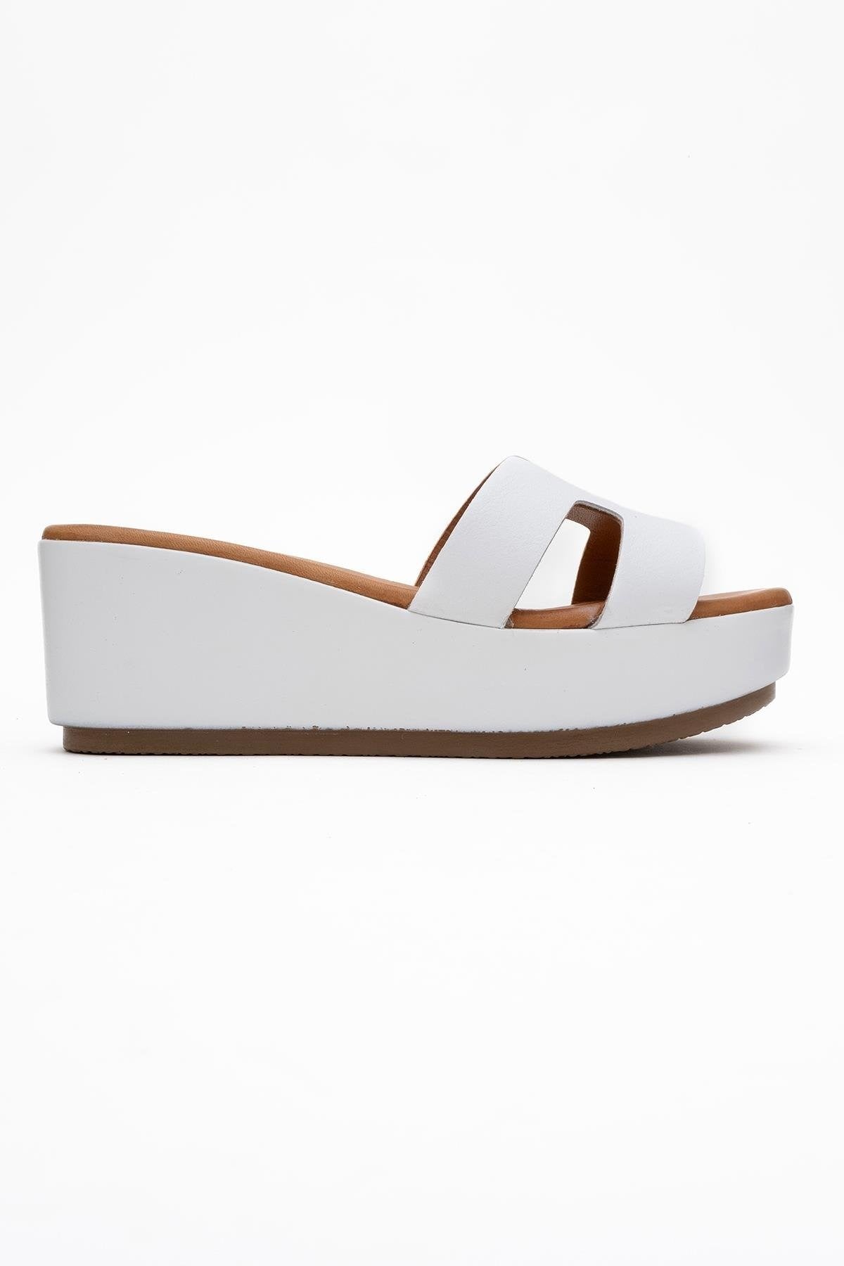 Lia White Leather Platform Slide (Women)