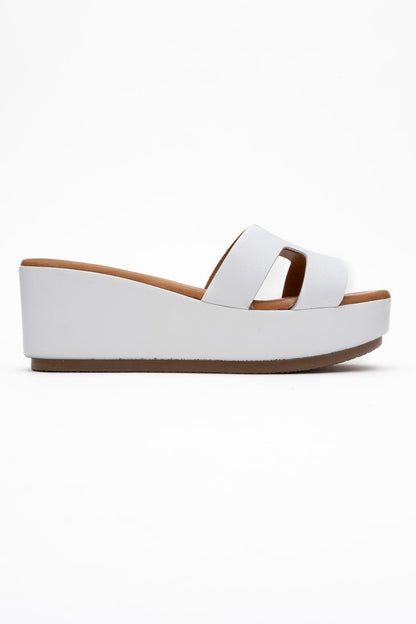 Lia White Leather Platform Slide (Women)