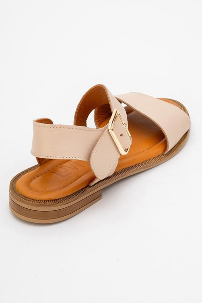 Majesty Beige Leather Sandal (Women)