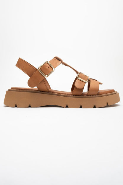 Melvin Cognac Brown Leather Sandal (Women)