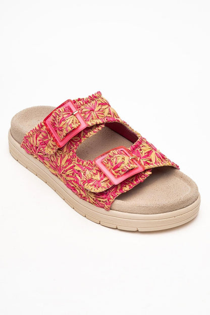 Milana Pink Leather Double‑Strap Slide (Women)