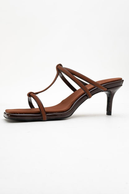 Mocha Brown Square‑Toe Thin‑Strap Heel Sandal (Women)