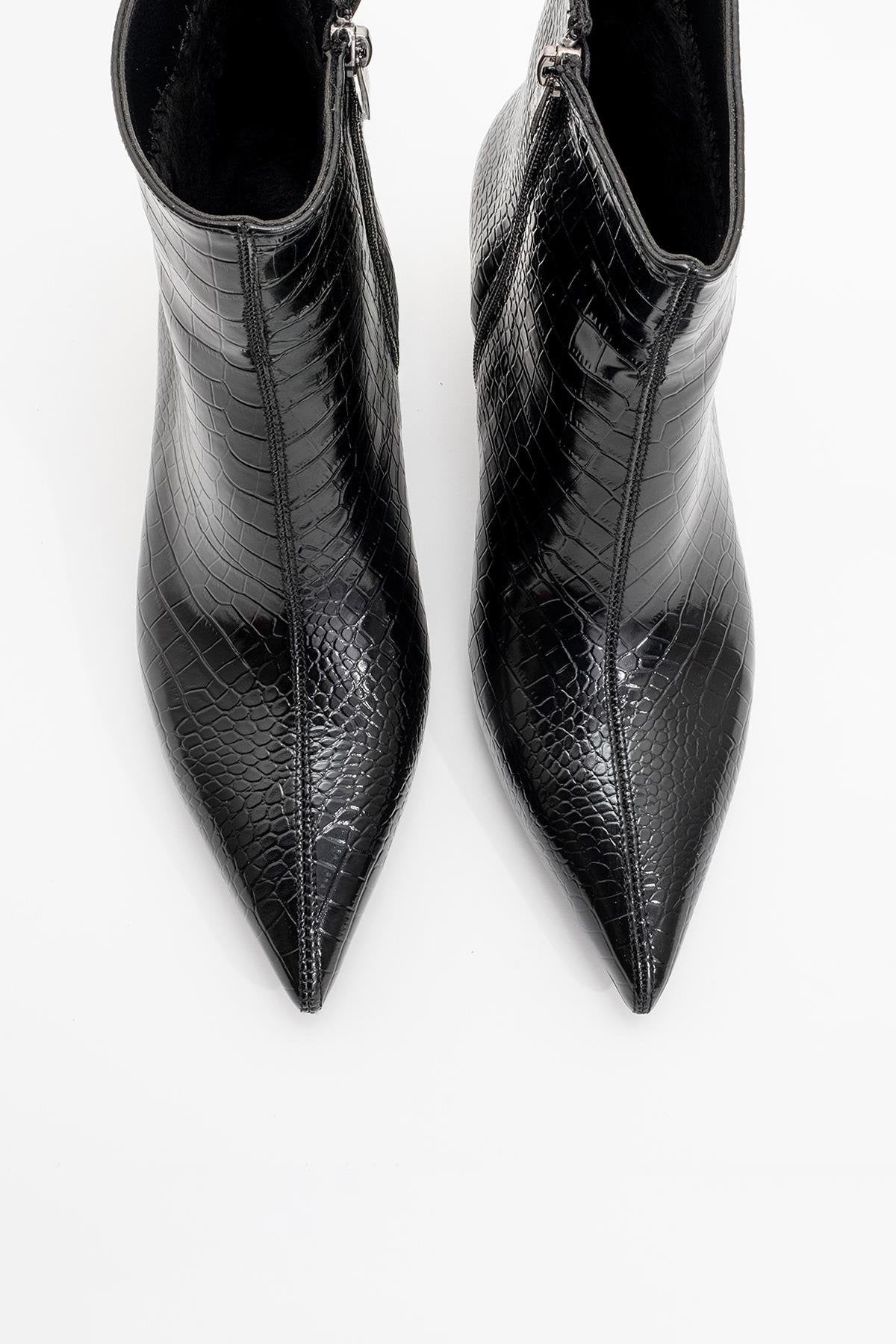 Noya Black Pattern Stiletto Boot (Women)