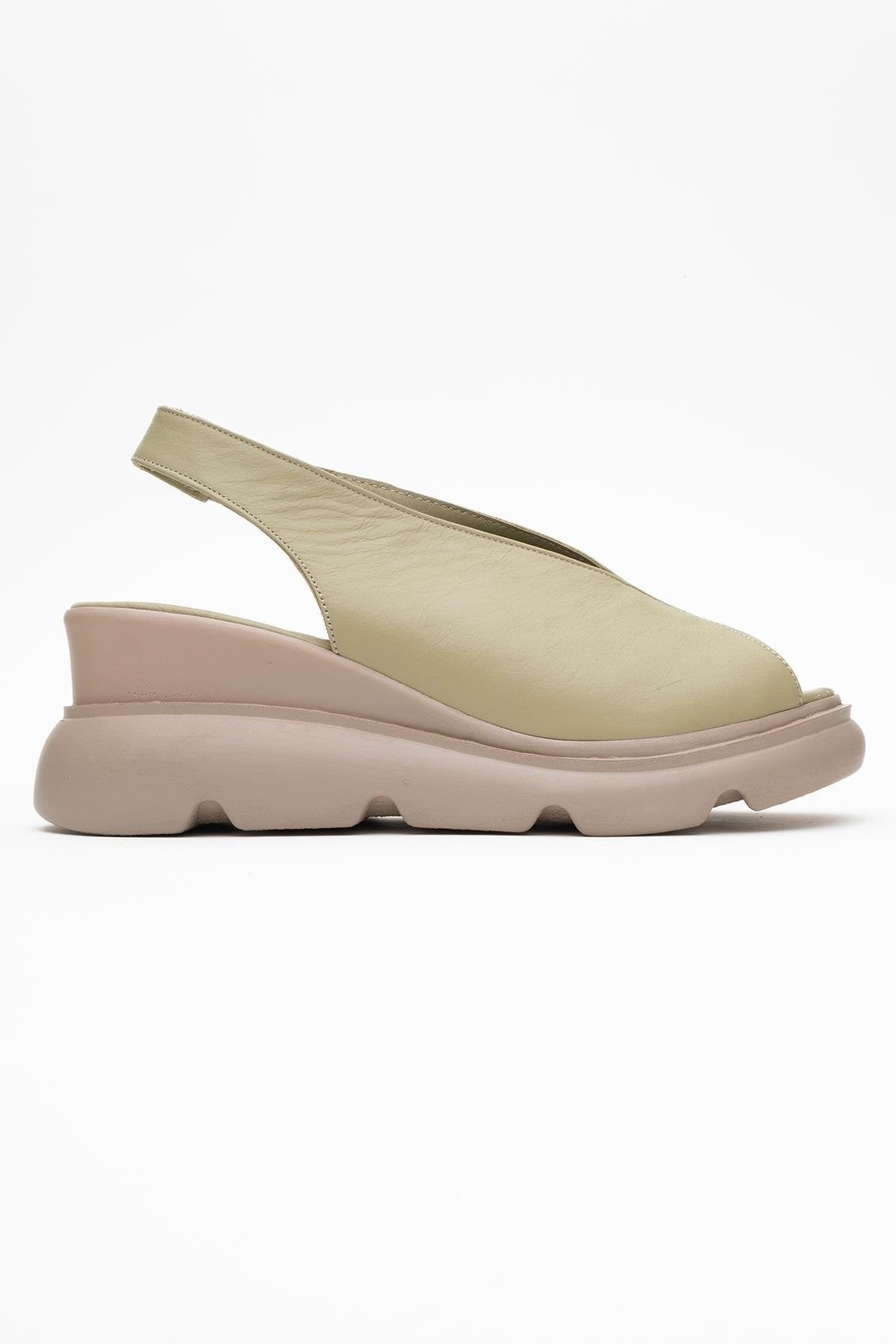 Sam Green Leather Platform Slide (Women)