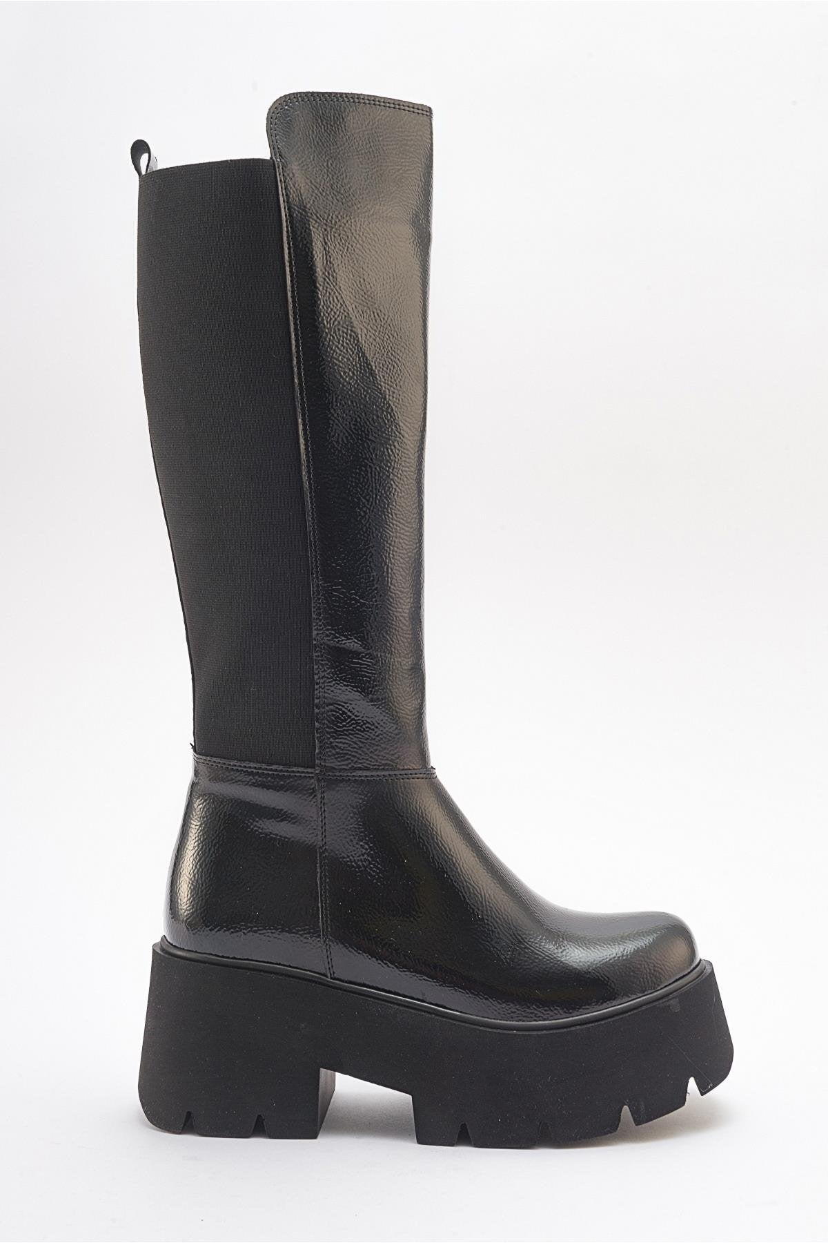 Solo Black Patent Platform Boot (Women)
