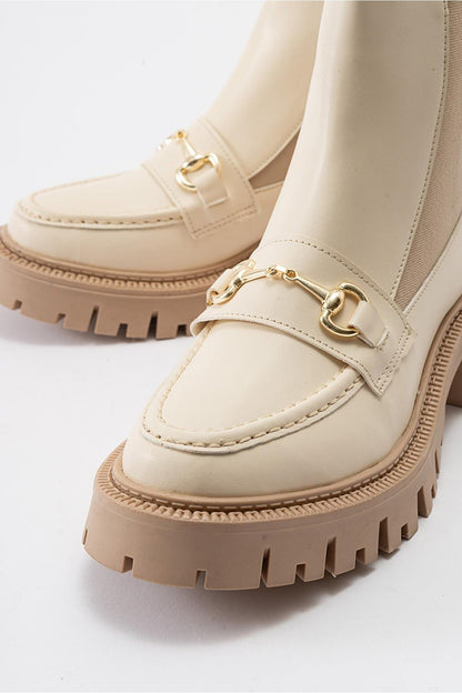 Vesper Beige Buckled Chelsea Boot (Women)